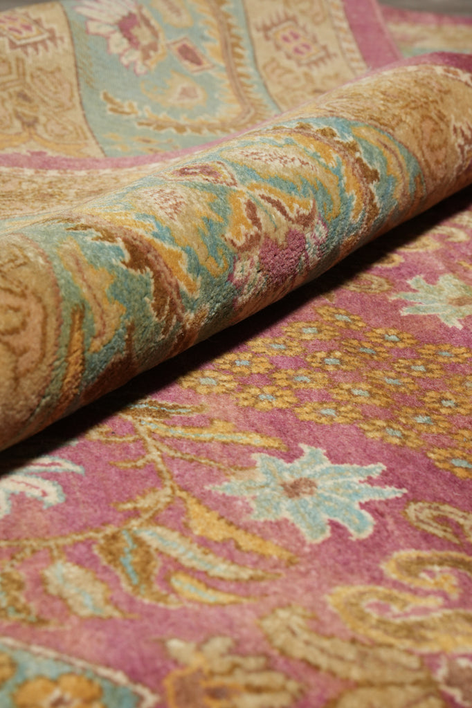 9 x 12 Beautiful Agra Rug Handmade Natural Wool Rust Green #F-6530
