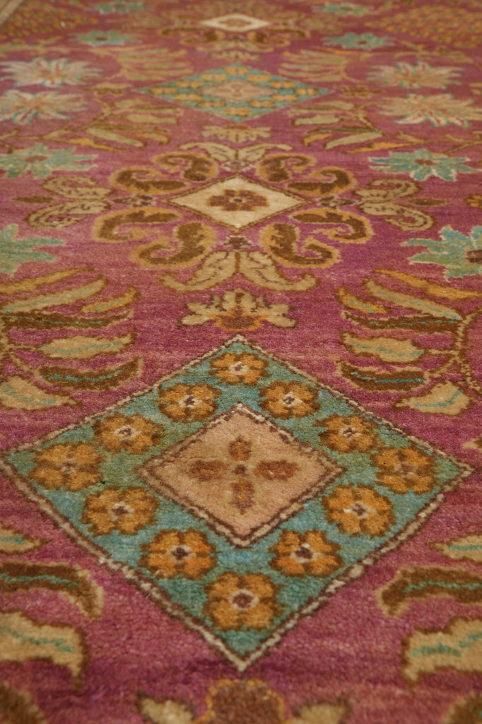 9 x 12 Beautiful Agra Rug Handmade Natural Wool Rust Green #F-6530