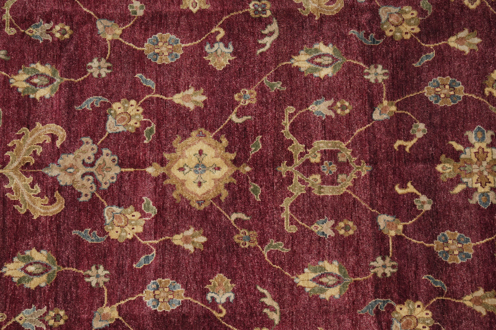 8.9 x 11.8 Hand-knotted India Area Rug Burgundy and Gold #5276