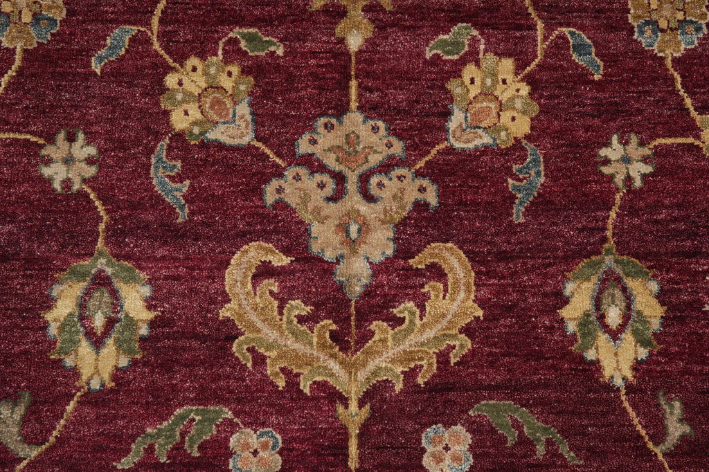 8.9 x 11.8 Hand-knotted India Area Rug Burgundy and Gold #5276