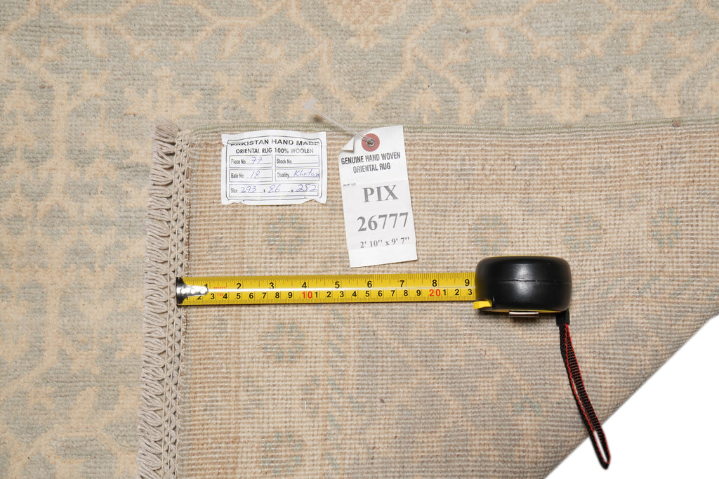 2.10 x 9.7 Feet Runner Natural Wool Chobi Peshawar Chotan Oushak Washed out Green #PIX-26777