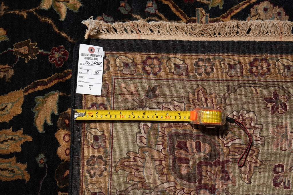 8 x 10 Black Green Quality Wool Jaipur Rug #PIX-3632