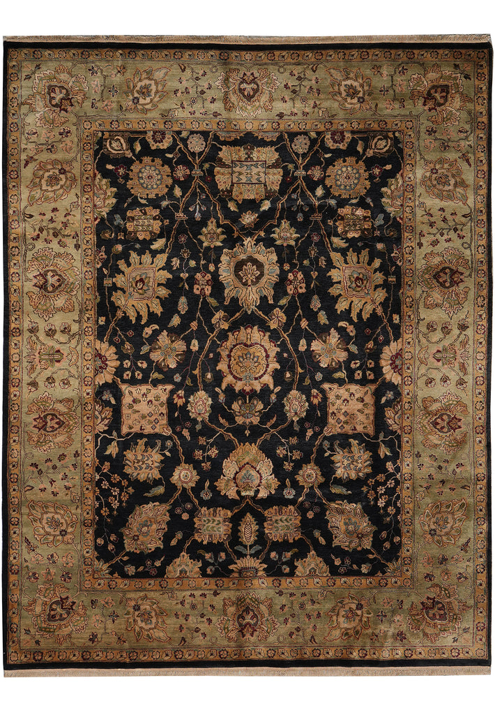 8 x 10 Black Green Quality Wool Jaipur Rug