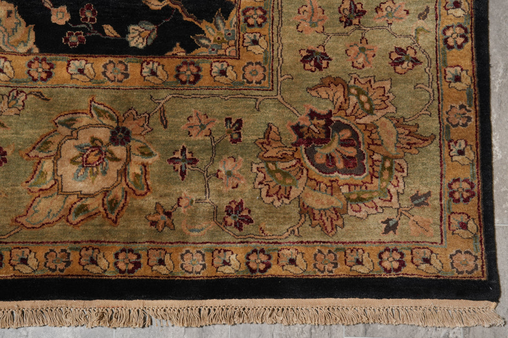 8 x 10 Black Green Quality Wool Jaipur Rug #PIX-3632