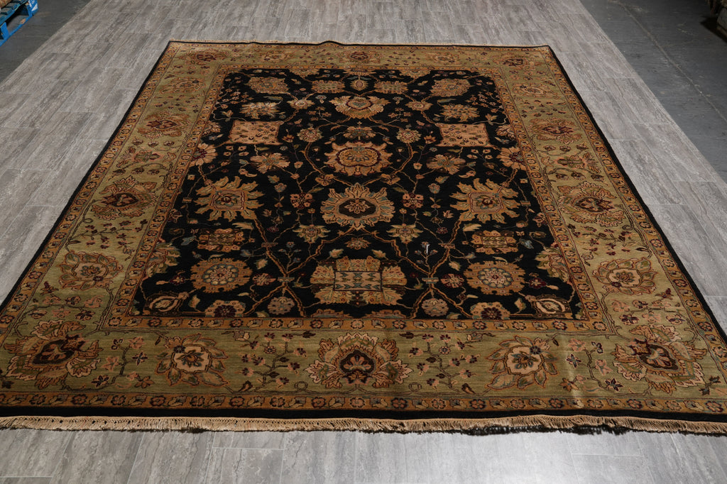 8 x 10 Black Green Quality Wool Jaipur Rug #PIX-3632