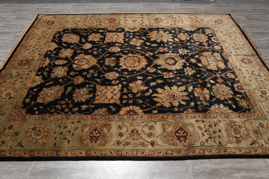 8 x 10 Black Green Quality Wool Jaipur Rug #PIX-3632