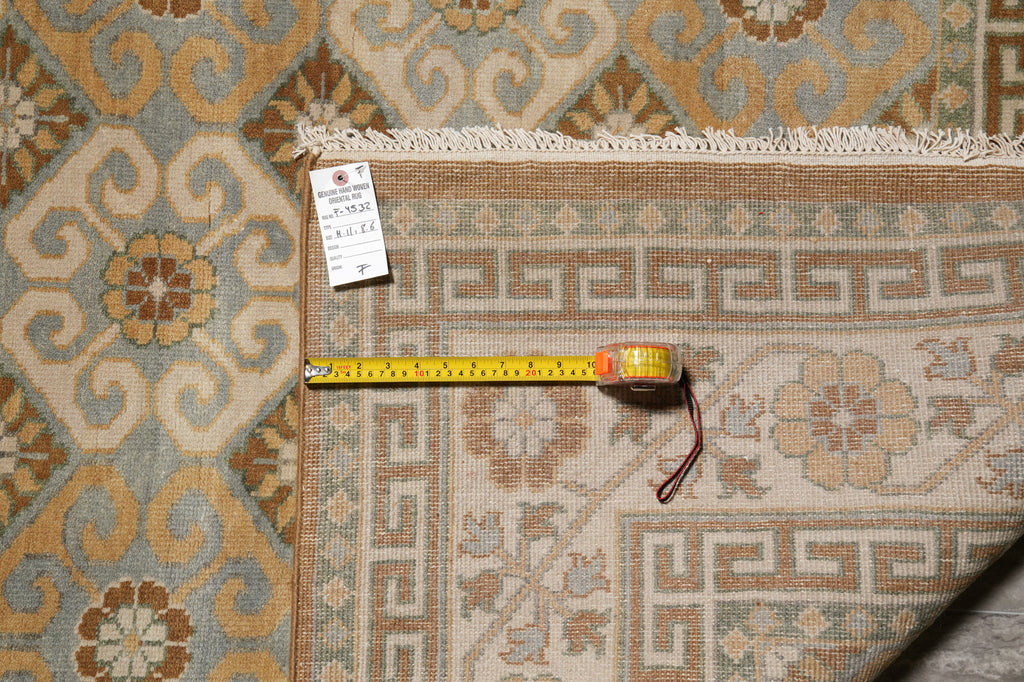8.6 x 12 Natural Wool Handmade Agra Rug Transitional Neutral Earth Tone Colors #F-4532