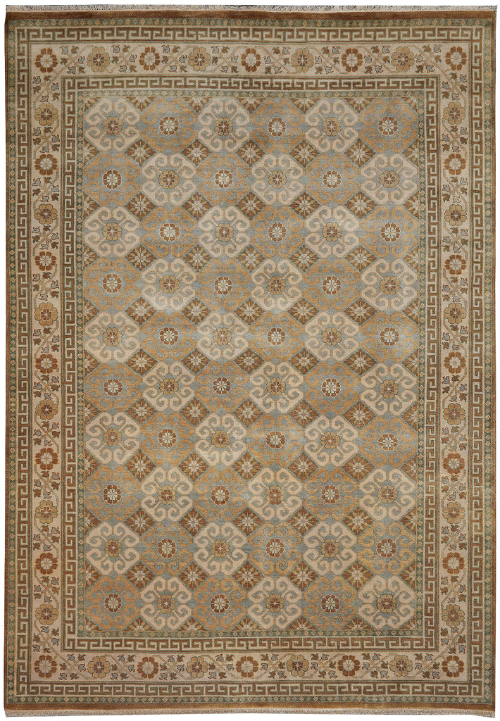 8.6 x 12 Natural Wool Handmade Agra Rug Transitional Neutral Earth Tone Colors