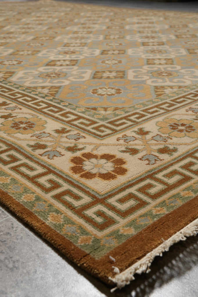 8.6 x 12 Natural Wool Handmade Agra Rug Transitional Neutral Earth Tone Colors #F-4532