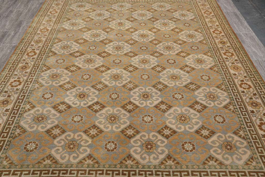 8.6 x 12 Natural Wool Handmade Agra Rug Transitional Neutral Earth Tone Colors #F-4532