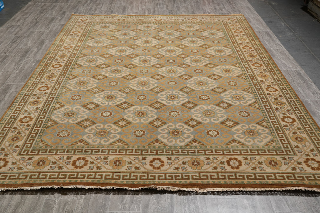 8.6 x 12 Natural Wool Handmade Agra Rug Transitional Neutral Earth Tone Colors #F-4532