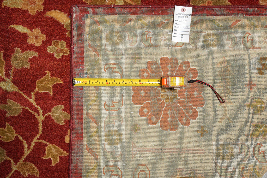 8.9 x 11.9 Zigler Rug Coral Red With Gold Handmade Rug #5071