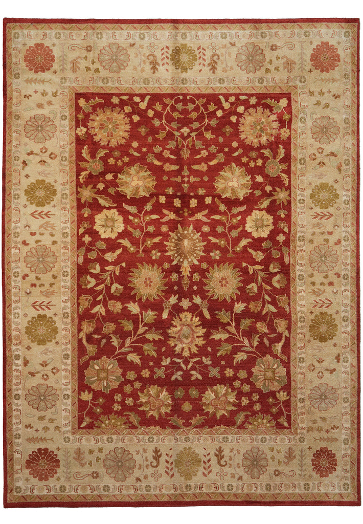 8.9 x 11.9 Zigler Rug Coral Red With Gold Handmade Rug #5071