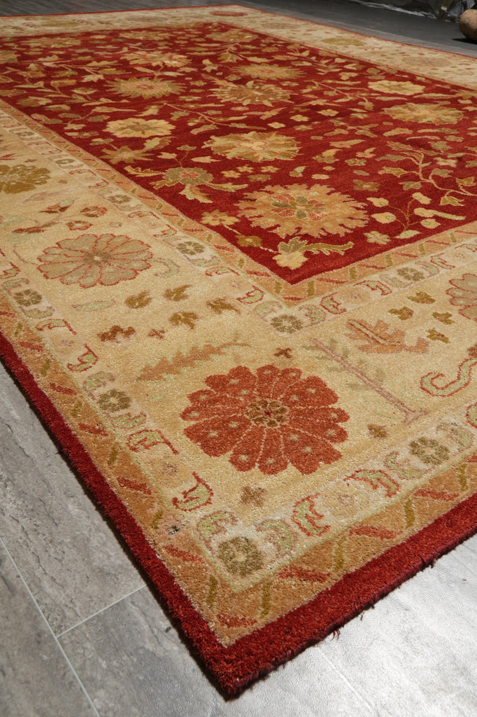 8.9 x 11.9 Zigler Rug Coral Red With Gold Handmade Rug #5071