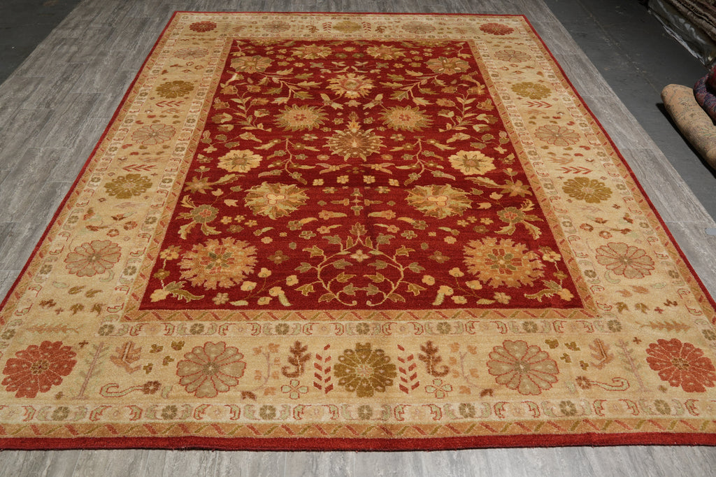 8.9 x 11.9 Zigler Rug Coral Red With Gold Handmade Rug #5071