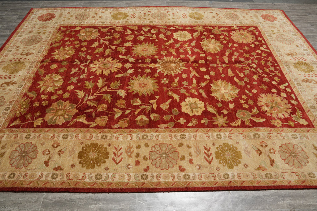 8.9 x 11.9 Zigler Rug Coral Red With Gold Handmade Rug #5071