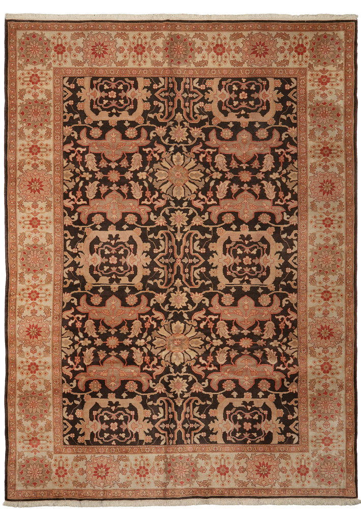 9 x 11.8 Brown Chobi Peshawar Rug #PIX-18867