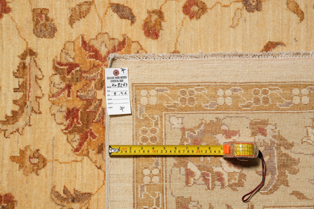 8 x 9.6 Beige Gold Chobi Peshawar Rug #PIX-8267