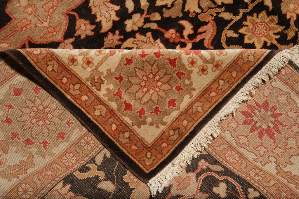 9 x 11.8 Brown Chobi Peshawar Rug #PIX-18867