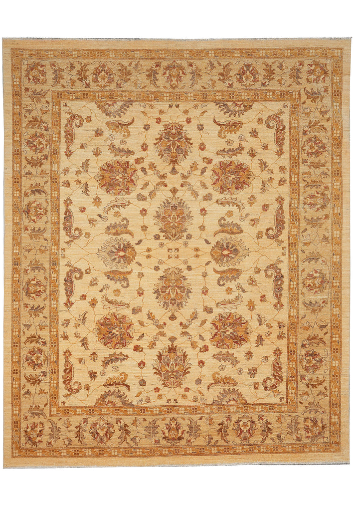 8 x 9.6 Beige Gold Chobi Peshawar Rug