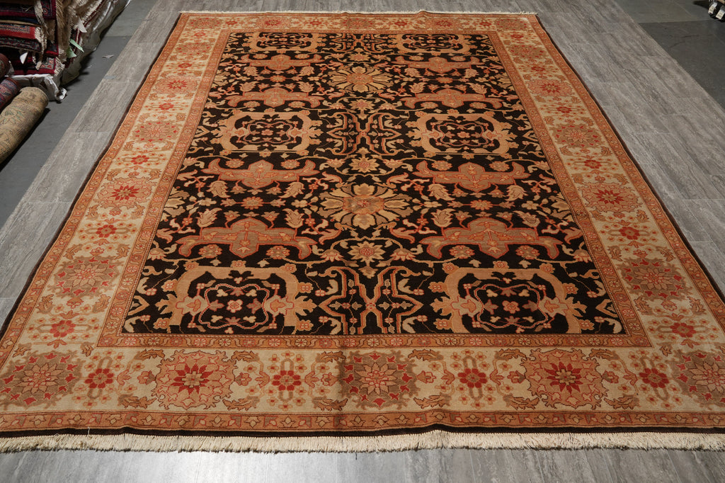 9 x 11.8 Brown Chobi Peshawar Rug #PIX-18867