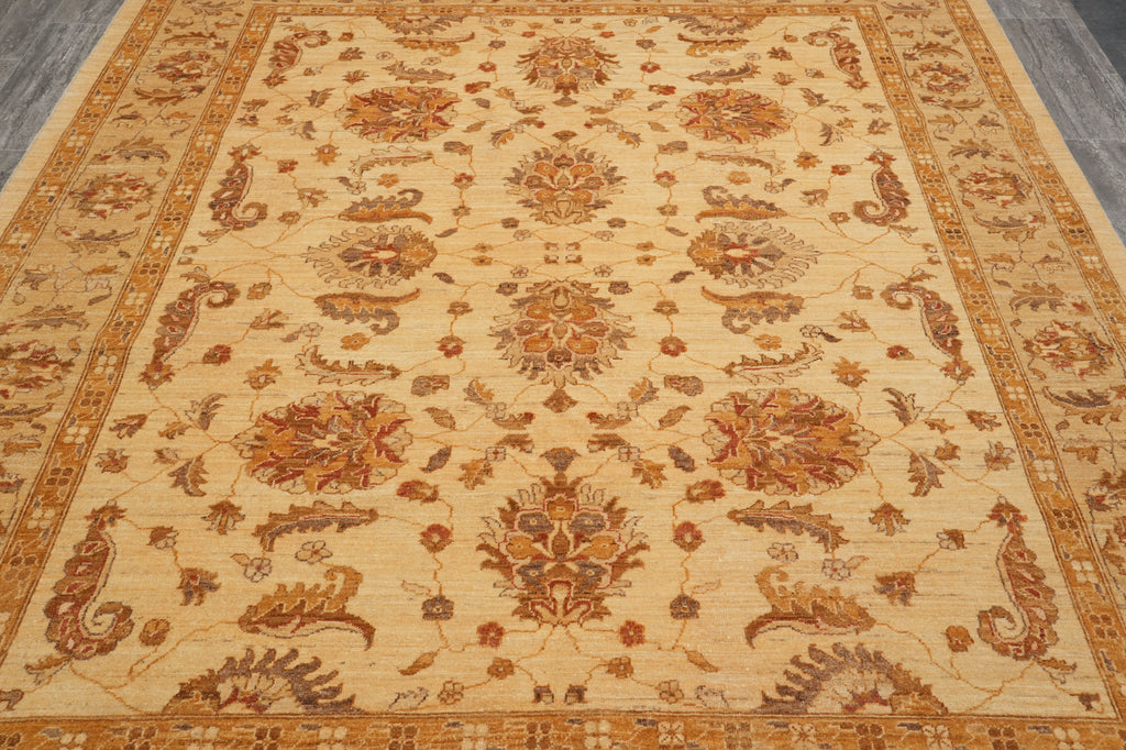 8 x 9.6 Beige Gold Chobi Peshawar Rug #PIX-8267