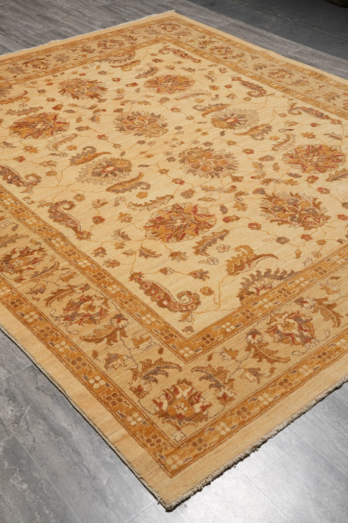 8 x 9.6 Beige Gold Chobi Peshawar Rug #PIX-8267
