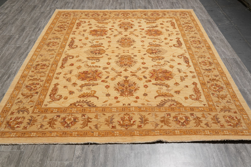8 x 9.6 Beige Gold Chobi Peshawar Rug #PIX-8267