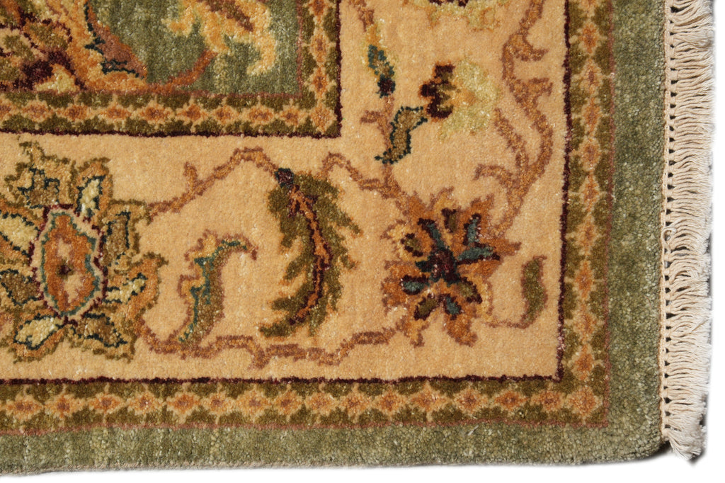 3.8 x 11.3 Handmade Chobi Peshawar Wide Runner Green #PIX-10295