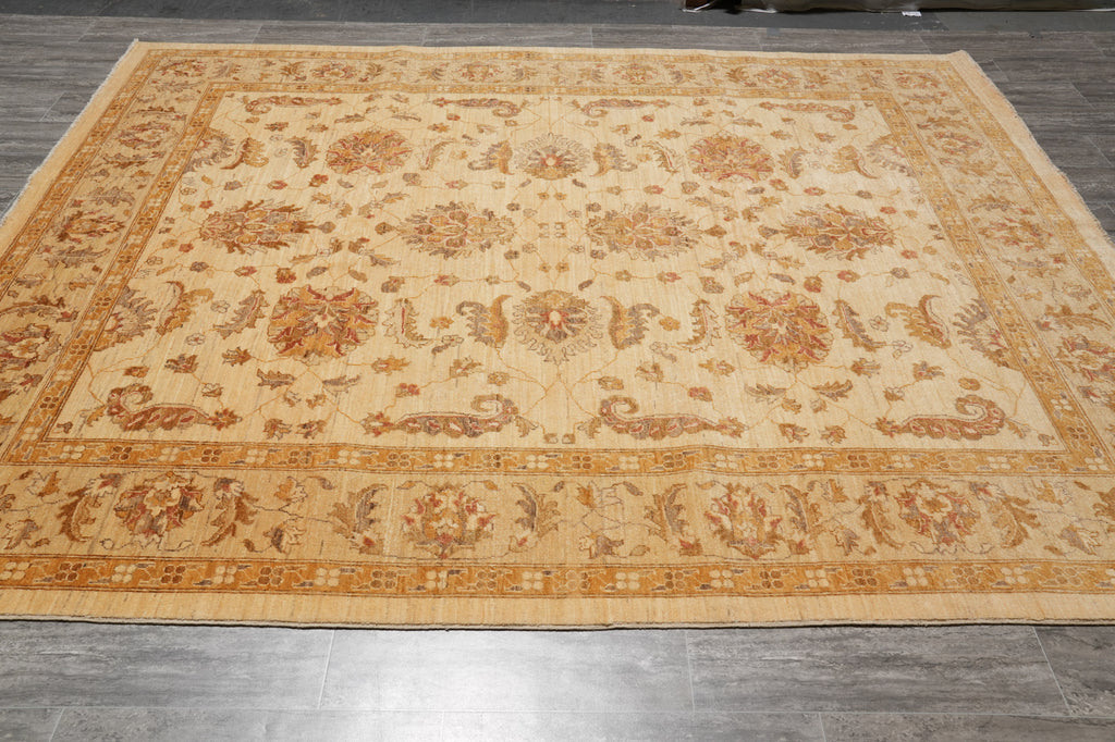 8 x 9.6 Beige Gold Chobi Peshawar Rug #PIX-8267