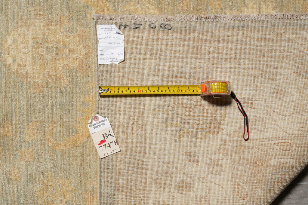 8.3 x 9.7 Light Sage Green Gold Chobi Peshawar Rug Transitional Inventory Clearance Sale #B-77478