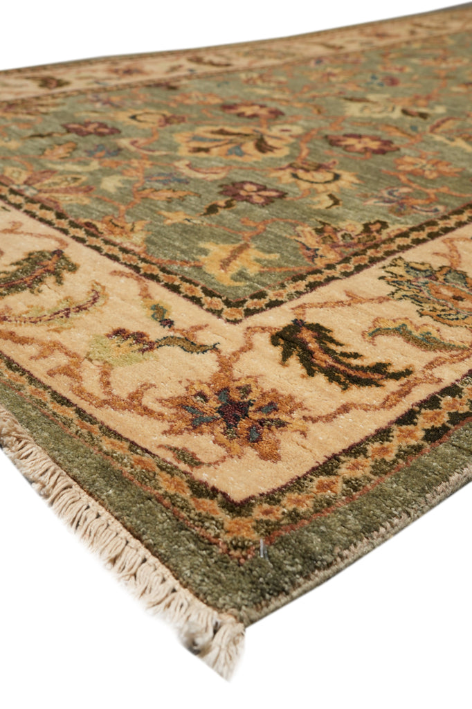 3.8 x 11.3 Handmade Chobi Peshawar Wide Runner Green #PIX-10295