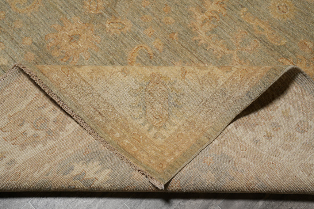 8.3 x 9.7 Light Sage Green Gold Chobi Peshawar Rug Transitional Inventory Clearance Sale #B-77478
