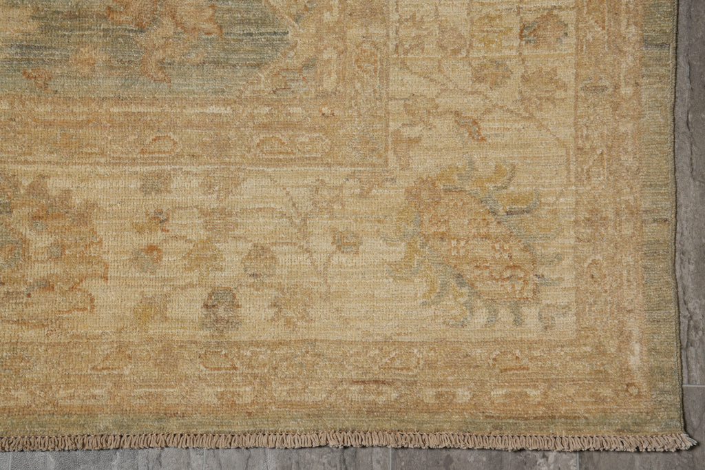 8.3 x 9.7 Light Sage Green Gold Chobi Peshawar Rug Transitional Inventory Clearance Sale #B-77478