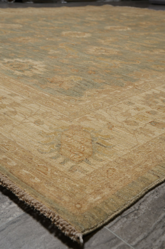 8.3 x 9.7 Light Sage Green Gold Chobi Peshawar Rug Transitional Inventory Clearance Sale #B-77478