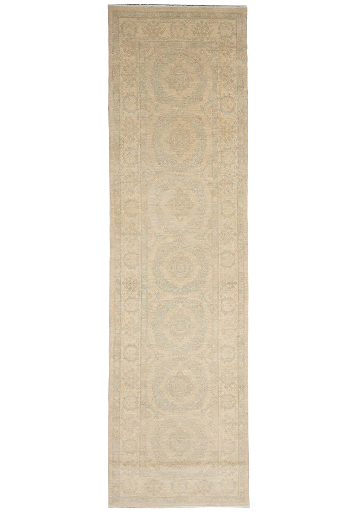 3.1 x 10.10 Handmade Chotan Runner Natural Wool Pale Pastels #B-77590