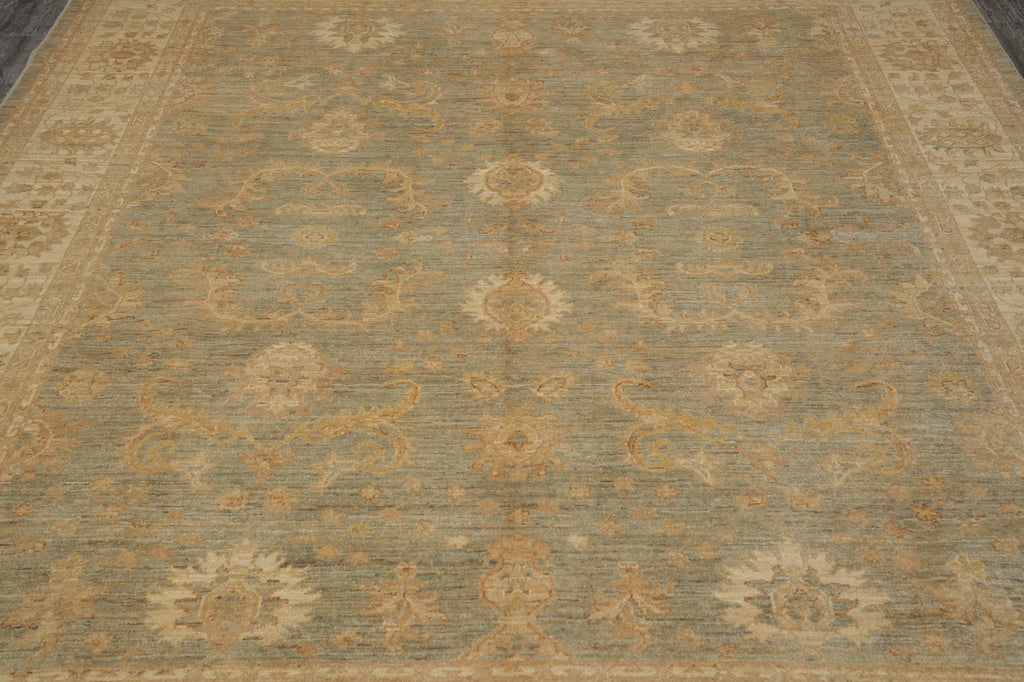 8.3 x 9.7 Light Sage Green Gold Chobi Peshawar Rug Transitional Inventory Clearance Sale #B-77478