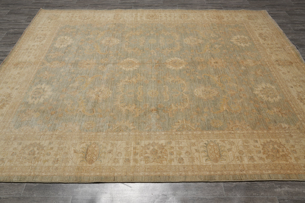 8.3 x 9.7 Light Sage Green Gold Chobi Peshawar Rug Transitional Inventory Clearance Sale #B-77478