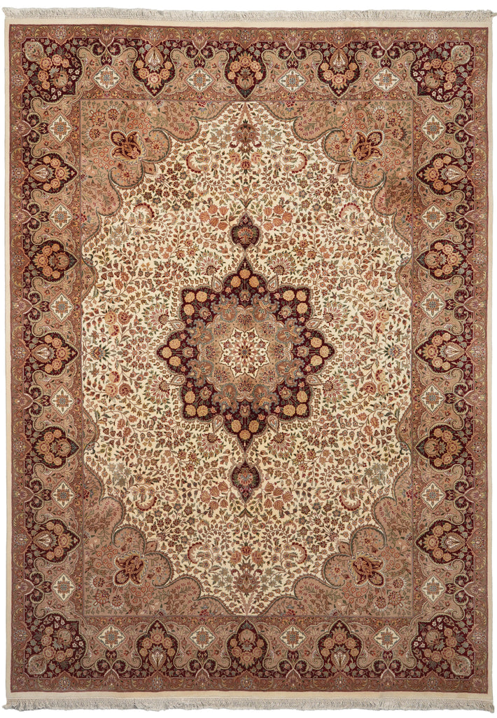 8.6 x 11.6 Ivory Lavar Wool & Silk Fine Quality Rug 18516