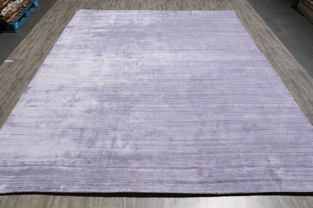 9 x 12 Plain Lavander Color Handmade Wool Rug Contemporary #F-4533