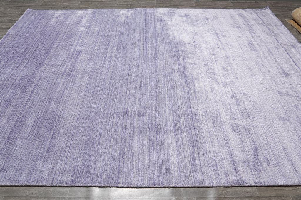 9 x 12 Plain Lavander Color Handmade Wool Rug Contemporary #F-4533