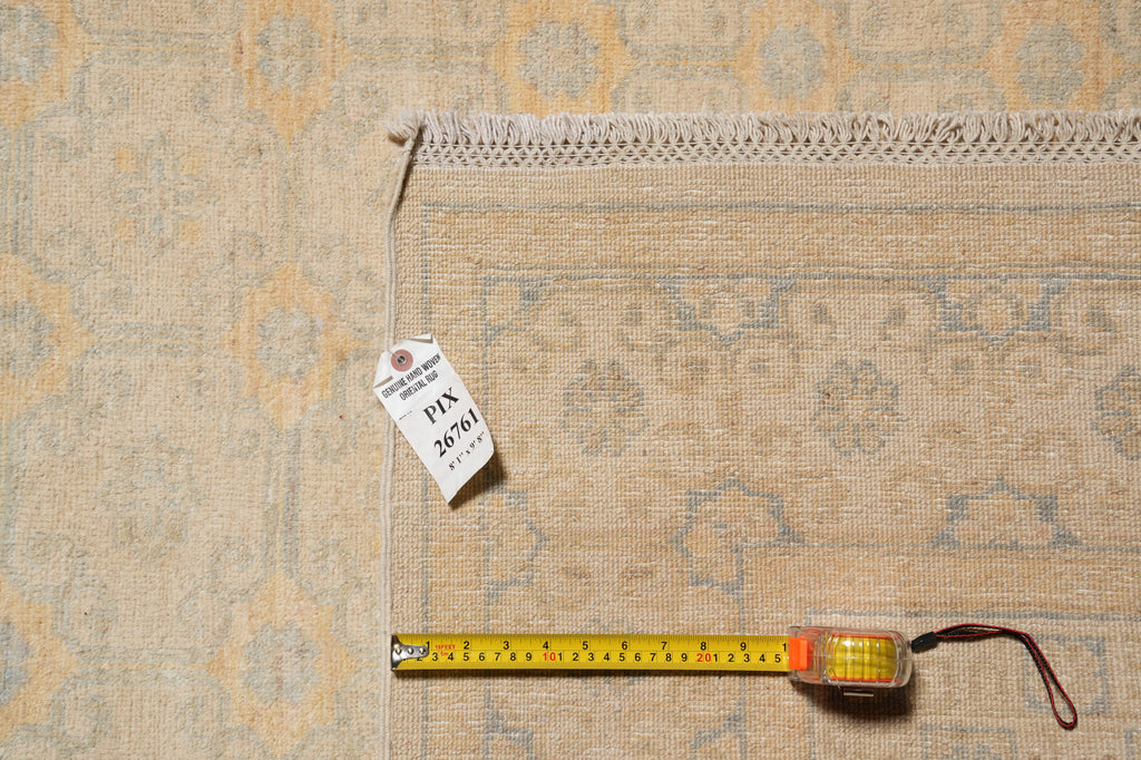8 x 9.8 Chobi Peshawar Zigler Rug Colors Faded Pale Pastels Washed All Colors Faded Washed out Pastels out #PIX-26761