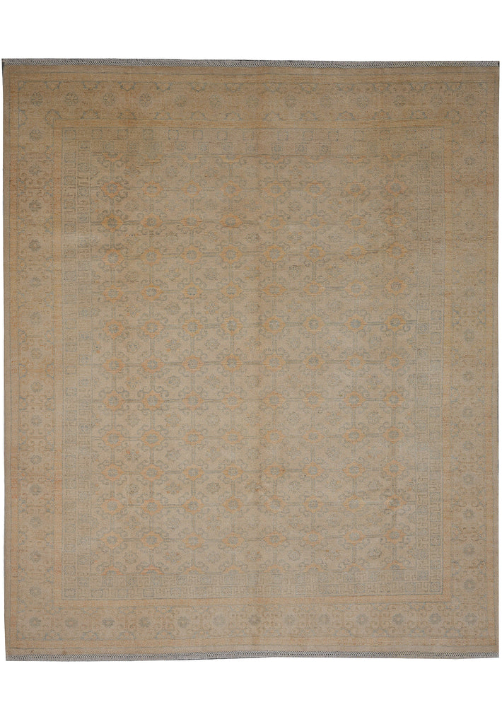 8 x 9.8 Chobi Peshawar Zigler Rug Colors Faded Pale Pastels Washed All Colors Faded Washed out Pastels out