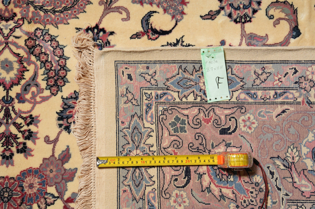 8.7 x 12 Pre owned Persian IVORY KASHAN Rug #5036