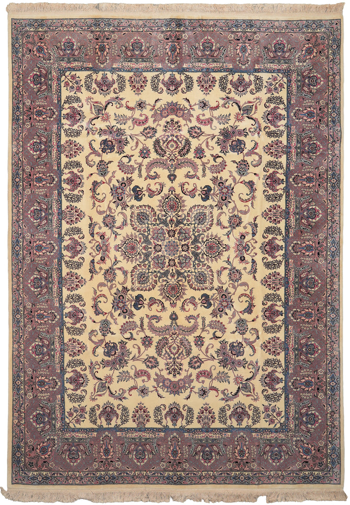 8.7 x 12 Pre owned Persian IVORY KASHAN Rug #5036