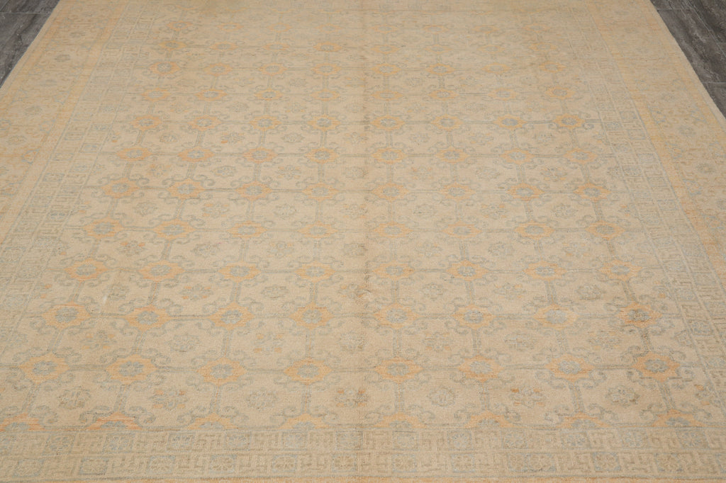 8 x 9.8 Chobi Peshawar Zigler Rug Colors Faded Pale Pastels Washed All Colors Faded Washed out Pastels out #PIX-26761
