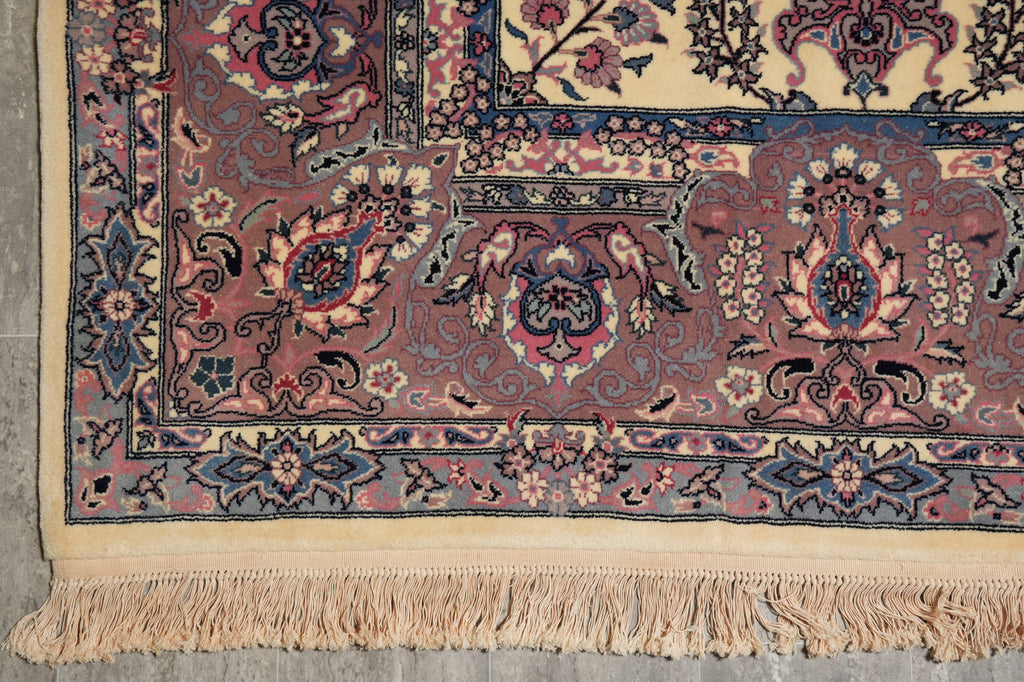 8.7 x 12 Pre owned Persian IVORY KASHAN Rug #5036