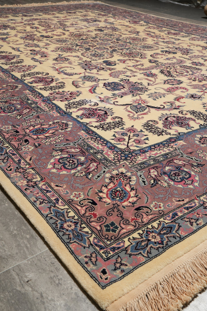 8.7 x 12 Pre owned Persian IVORY KASHAN Rug #5036