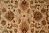 Load image into Gallery viewer, A close-up of an ornate floral patterned fabric or rug with a cream background and motifs in tan, olive green, and dark brown.