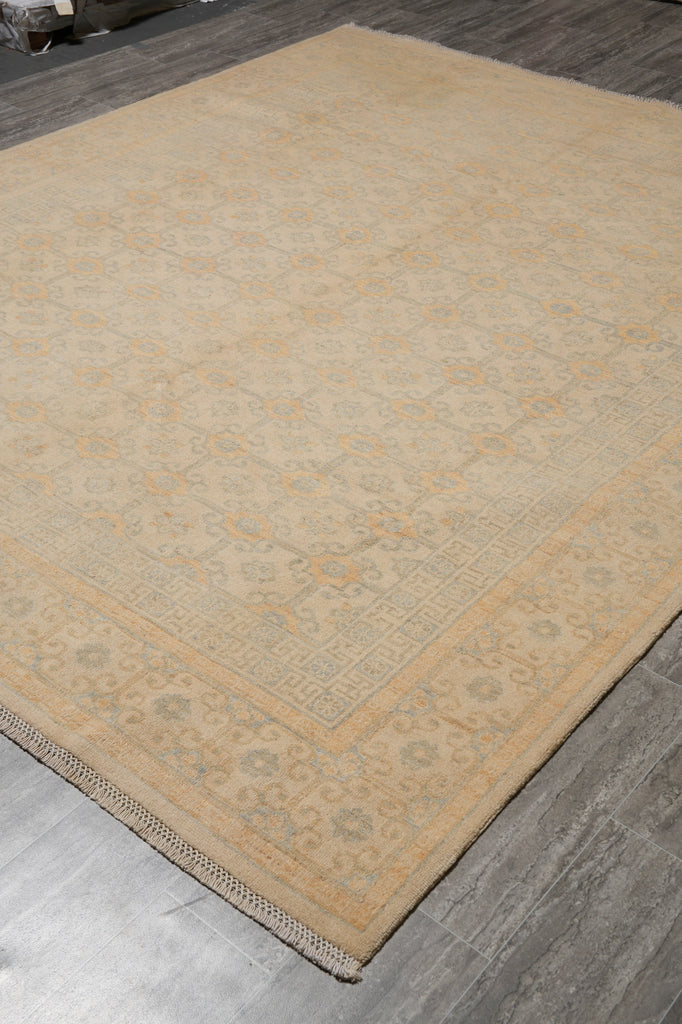 8 x 9.8 Chobi Peshawar Zigler Rug Colors Faded Pale Pastels Washed All Colors Faded Washed out Pastels out #PIX-26761